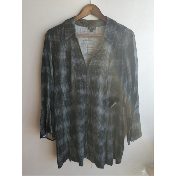 Torrid Fit And Flare Slub Button-Front Top Womens Sz 2 Fairy Y2K Dark Academia - Picture 3 of 12